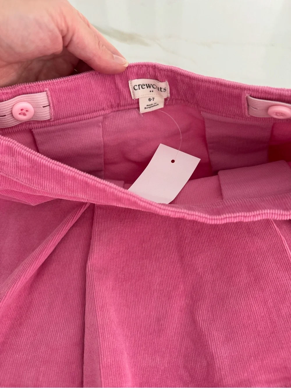 Jcrew Crewcuts Pink Corduroy Pleated Skater Skirt size 6-7